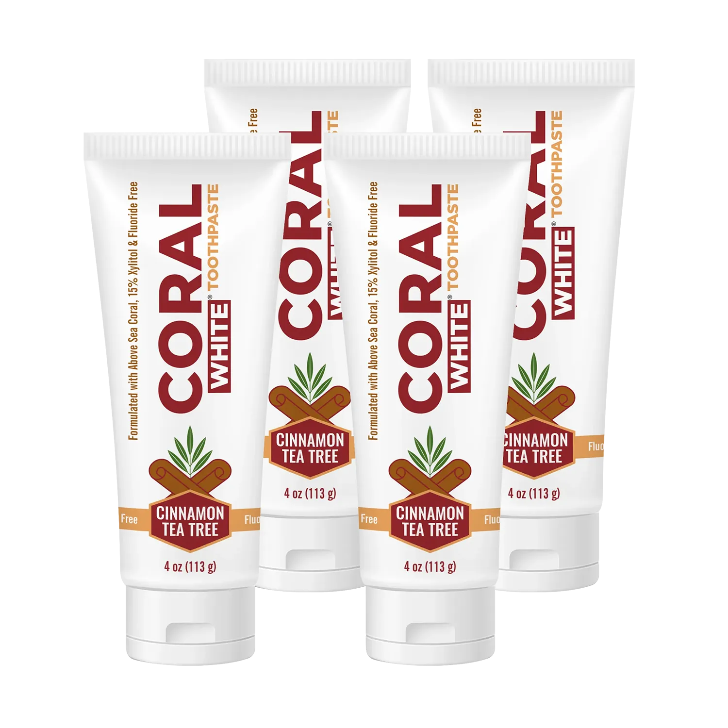 Coral Whitening Fluoride Free Toothpaste Cinnamon Tea Tree (4oz) 3 Tubes - Image 5
